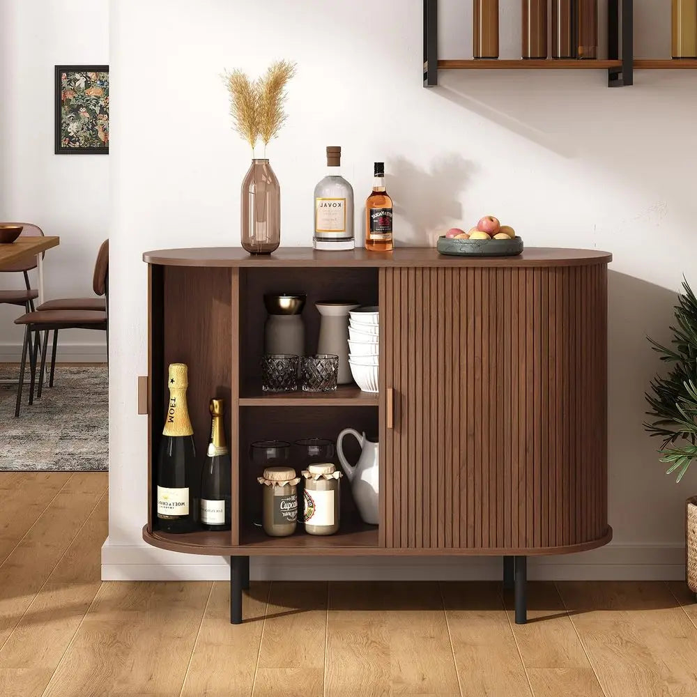 40 Sideboard Buffet Cabinet with Storage, Storage Cabinet with Sliding Door amp Adjustable Shelf, Modern Accent Coffee Bar Cons