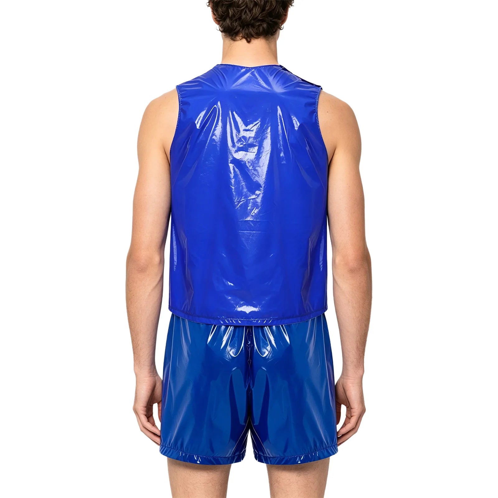 Men's Waterproof Tracksuit Sweat Outfit Sleeveless Buttons Tank Tops And Boxer Shorts Gym Workout Fitness Sportswear Swimwear