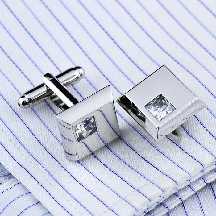 JHSL Square/Rectangle Men Cufflinks Purple White Black Blue Red Pink Stonee Fashion Jewelry Metal Shirts Party Gift