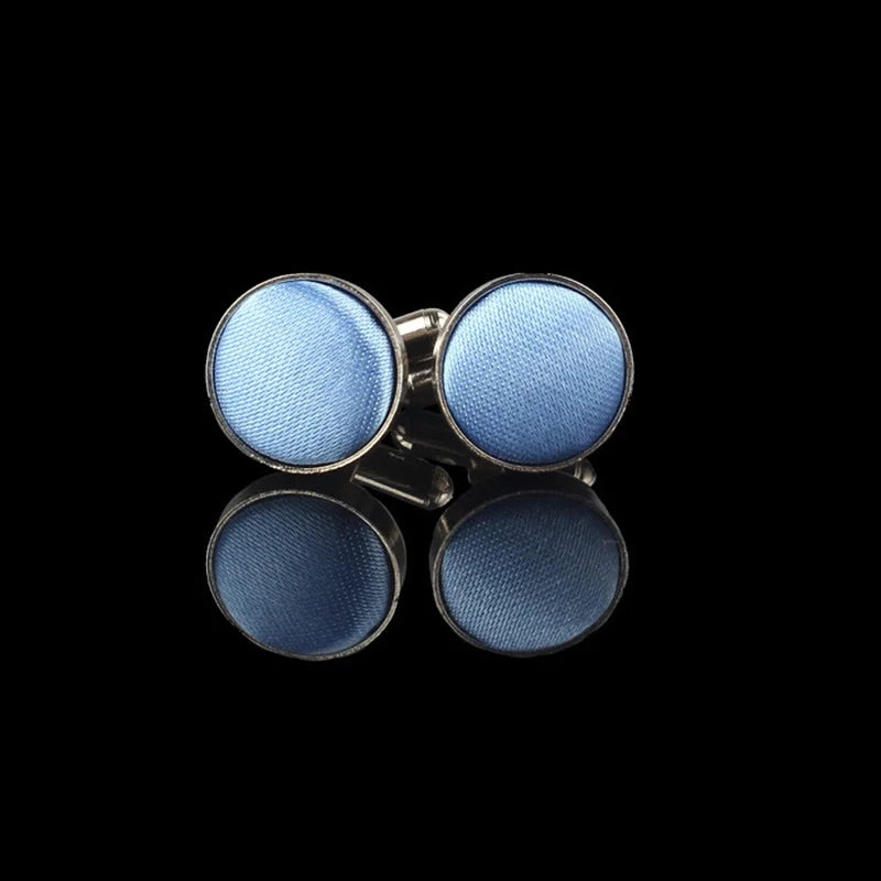 HUISHI Round Cufflinks Mens For Business Shirt Wedding Party Men Cufflink Solid Cloth Round Cuff links Accessories Wholesales
