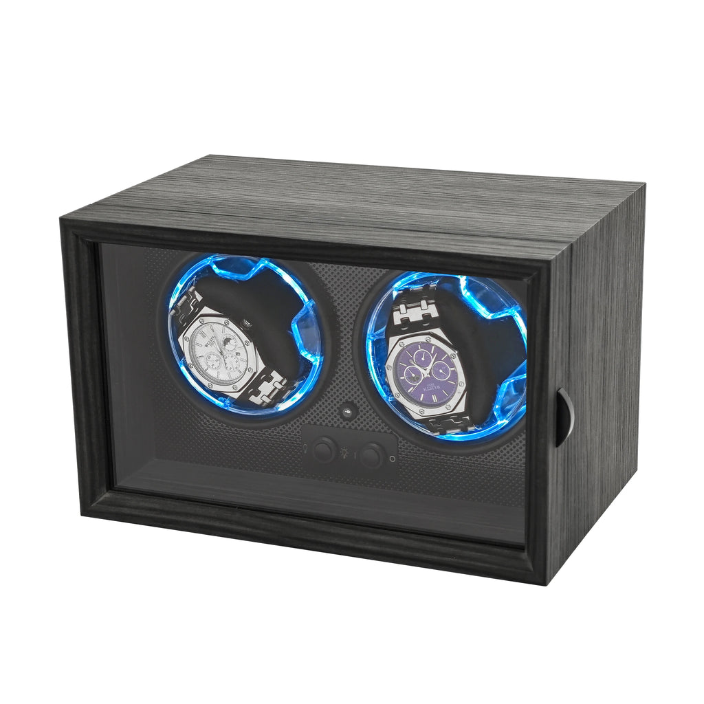 Watch Display Luxury Black Walnut Grain 2 4 Slot Rotating Stop Open Function Watch Winder Storage Box With Active Muting