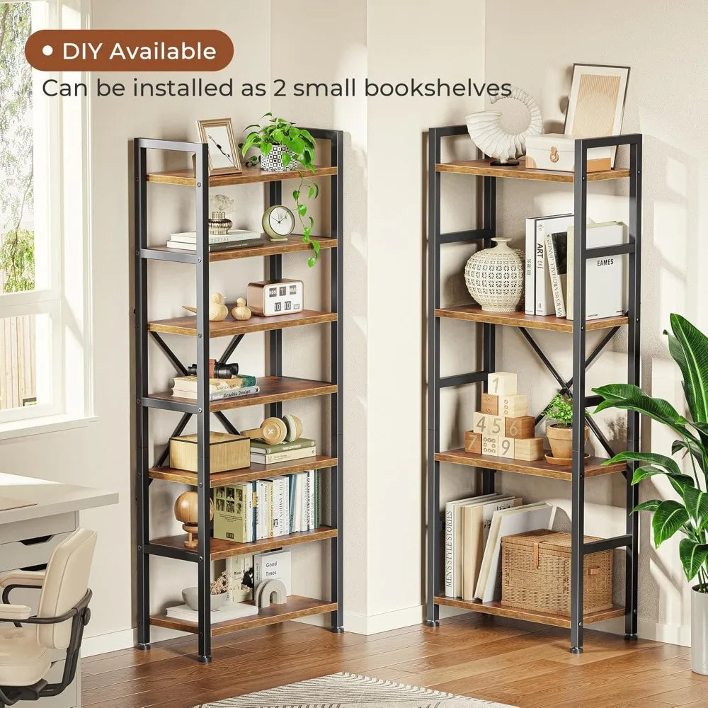 Triple Bookshelf with 11 Open Shelves, 4-Tier Wide Bookcase for Home & Office, Brown