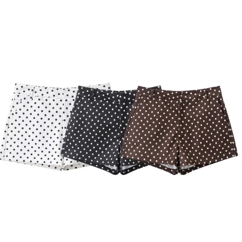 Cross-border European and American Women's Clothing AliExpress Bestseller Fashion Polka Dot Peffle-tulle Coat + Mini Shorts Set