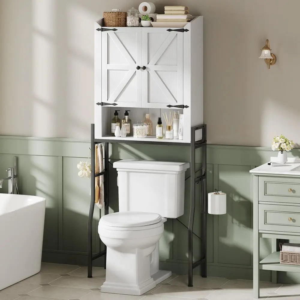 Over The Toilet Storage Cabinet, Over Toilet Organizer with 2Door amp Metal Stand, Bathroom Organizers and Storage with Adjusta