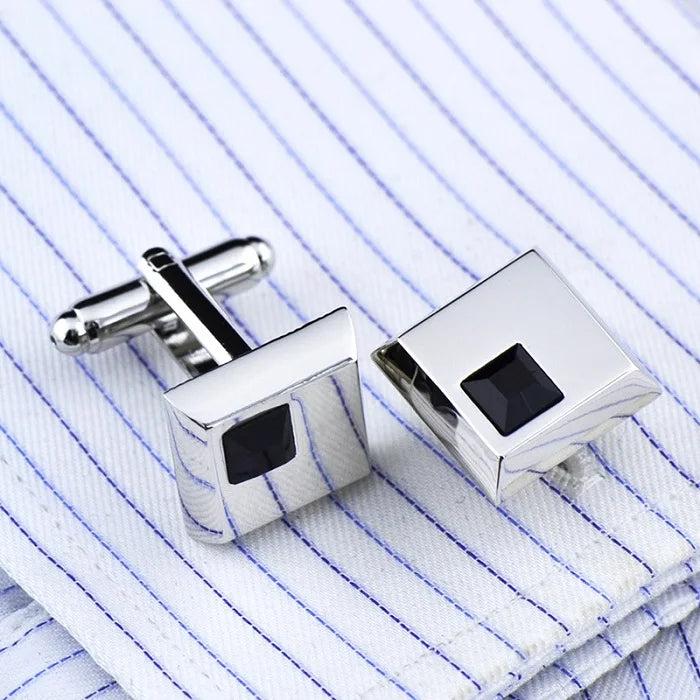 JHSL Square/Rectangle Men Cufflinks Purple White Black Blue Red Pink Stonee Fashion Jewelry Metal Shirts Party Gift