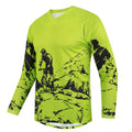 Men's Outdoor Mountain Bike Print Long-Sleeve Sports T-Shirt Breathable V-Neck for Cycling Fitness Daily Wear