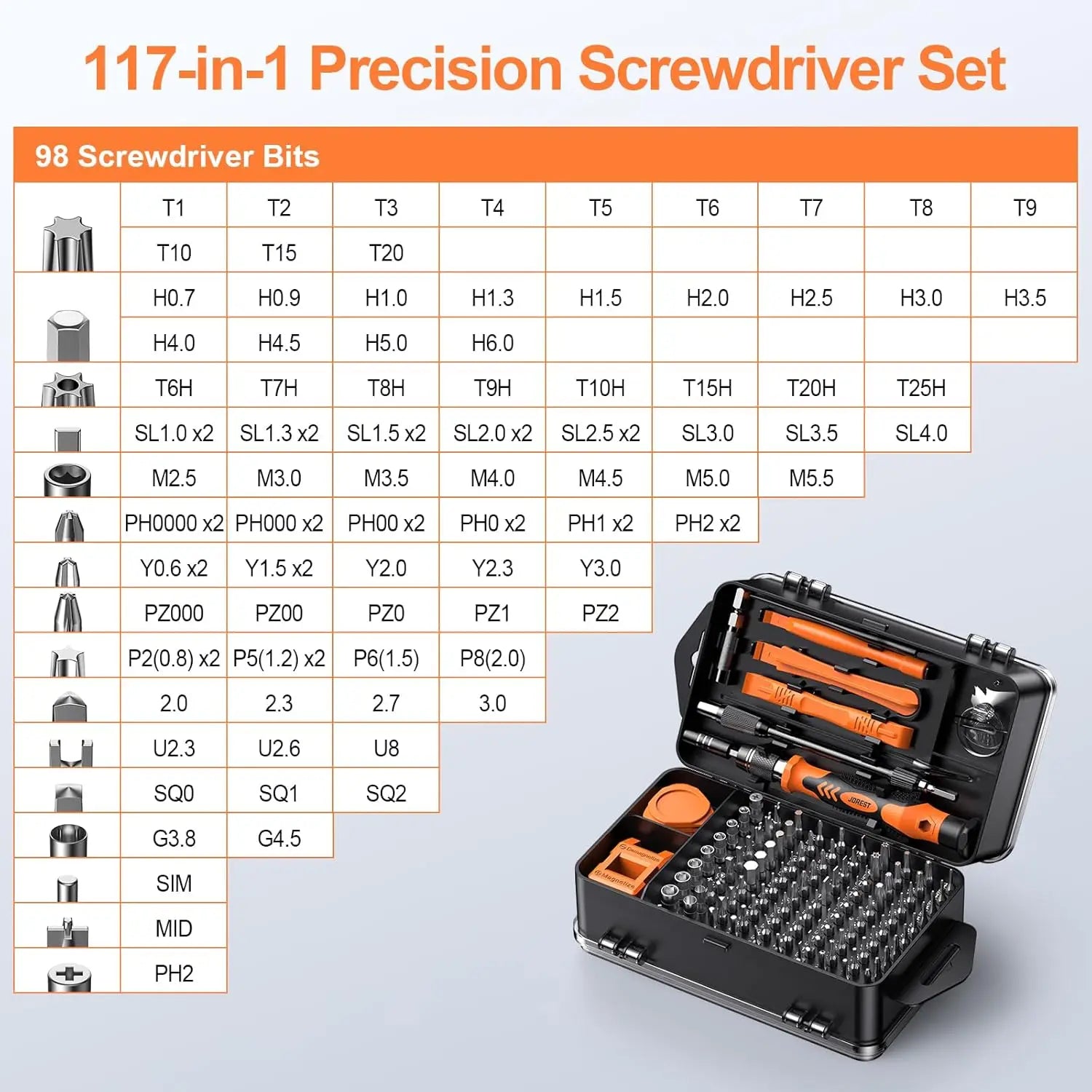 117 in 1 Precision Screwdriver Set with Torx Triwing Bits for Laptop, PC, Phone, Game Console Repair Tool Kit