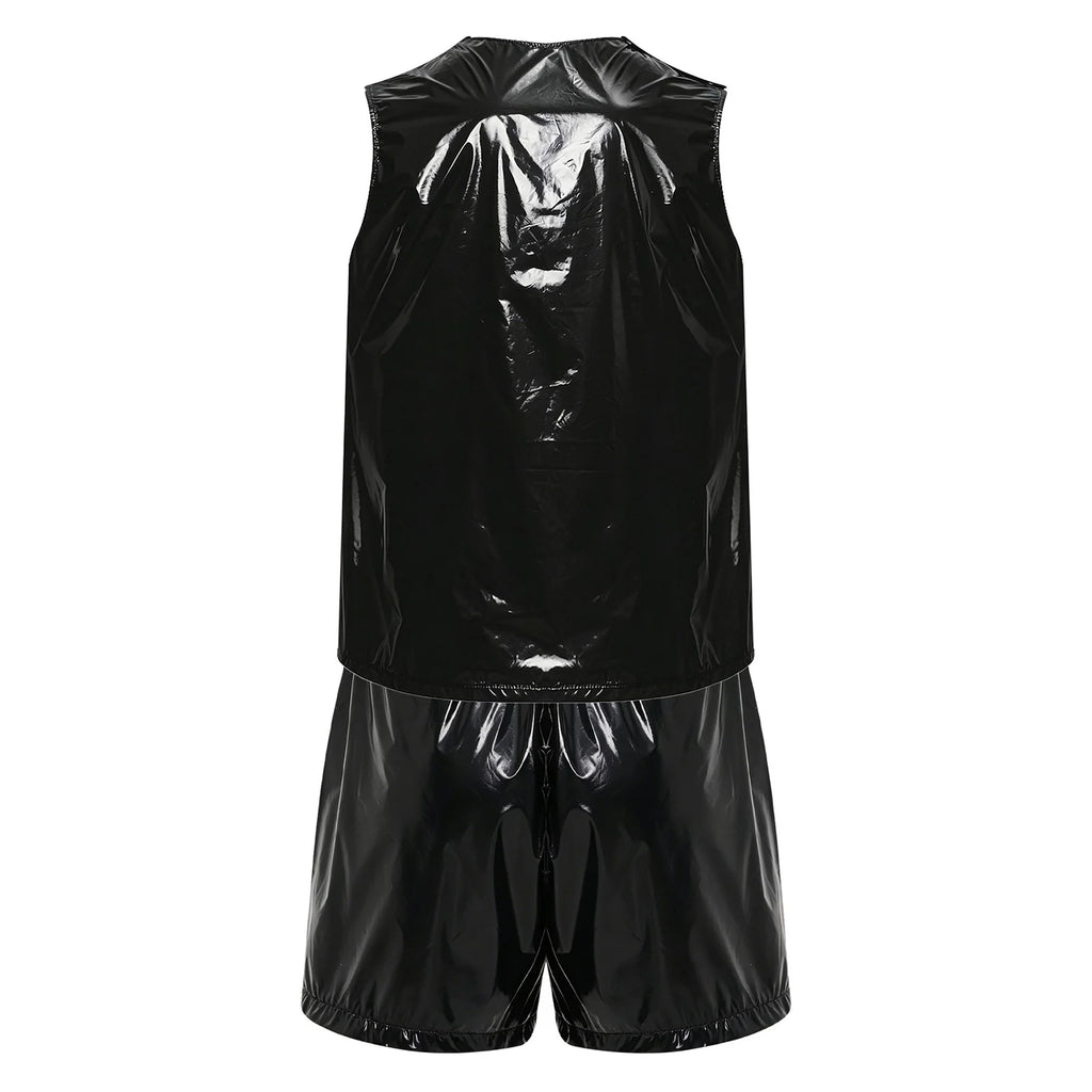 Mens Waterproof Sweat Tracksuit Tank Tops And Sides Buttons Boxer Shorts Two Pieces Outfit Special Needs Adaptive Clothing