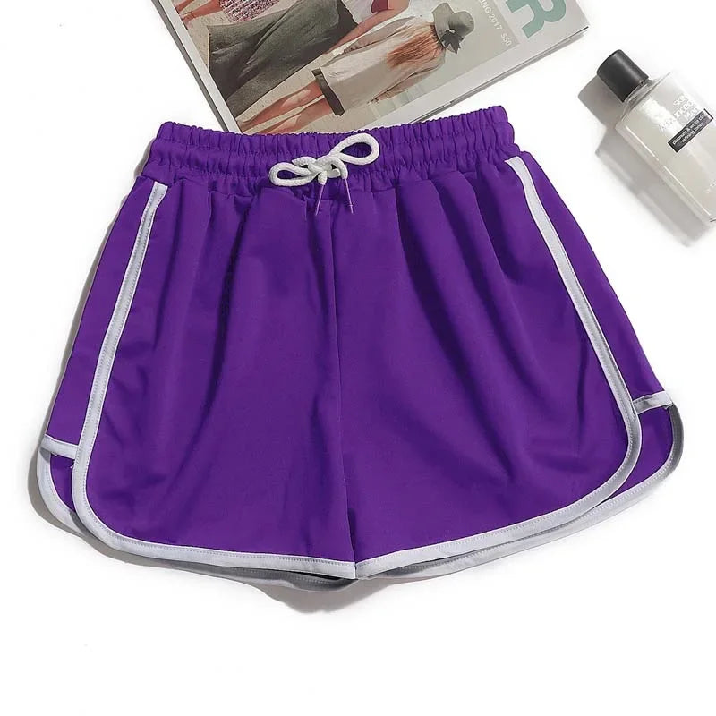 Women Striped Casual Shorts Korean Harajuku Loose All Match Sports Shorts Summer Fashion Simple Yoga Thin Mini Shorts Female