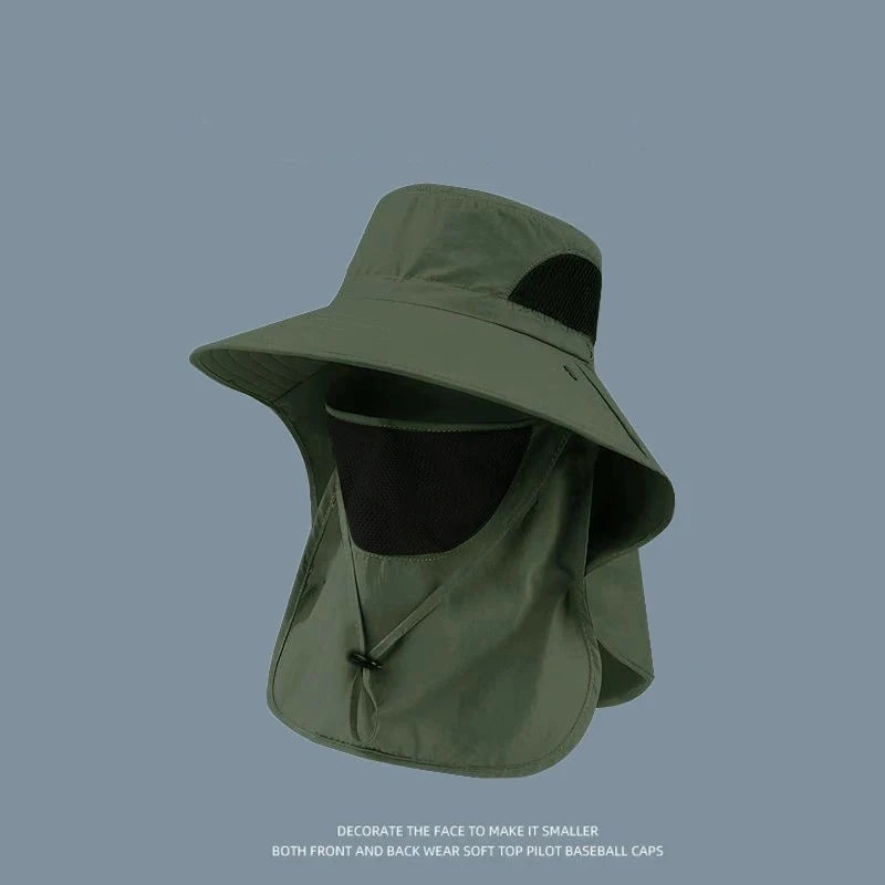 Summer Sun Hats UV Protection Outdoor Hunting Fishing Cap For Men Women Hiking Camping Visor Bucket Hat Neck Flap Fisherman Hat