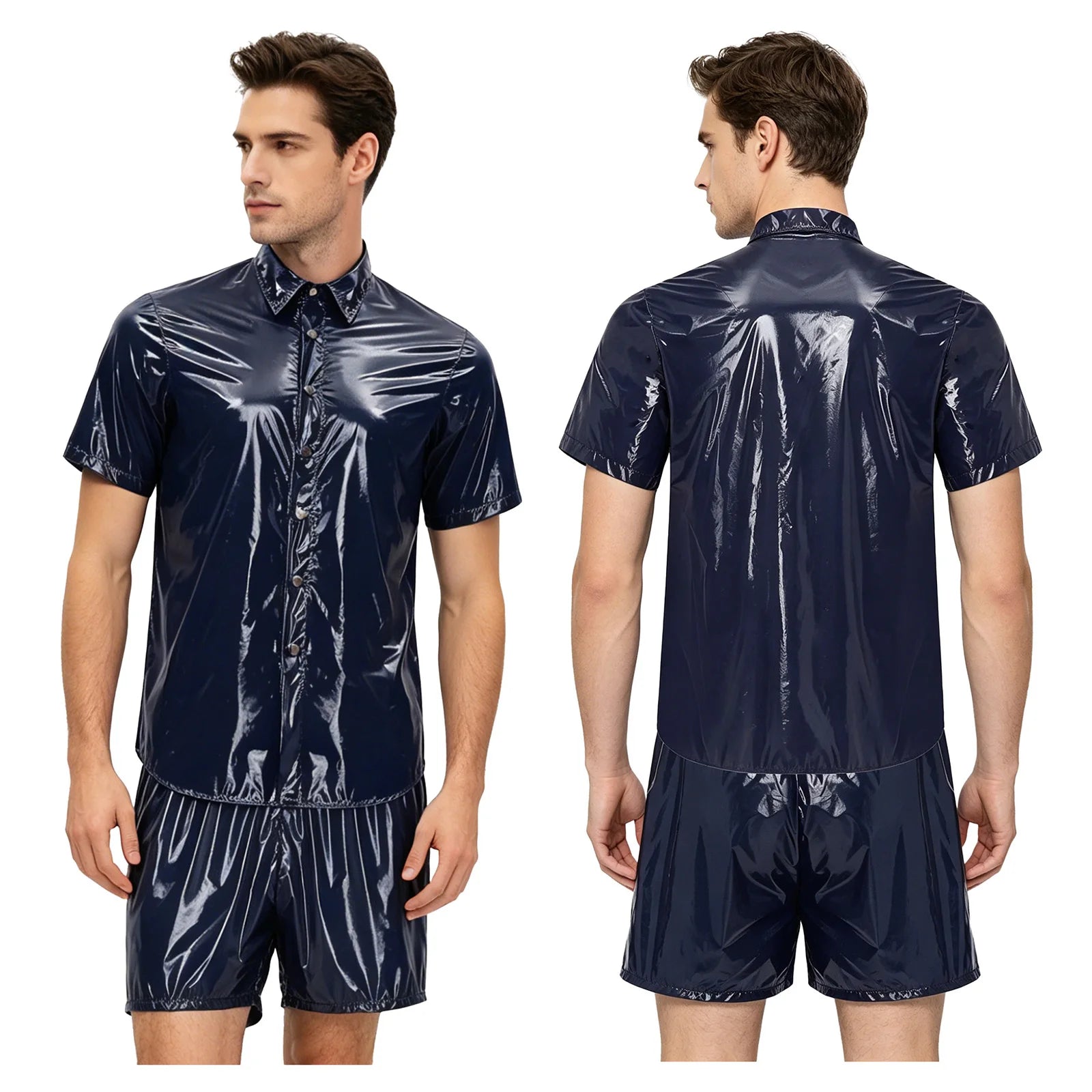 Men's Waterproof Tracksuit Sweat Outfit Sleeveless Buttons Tank Tops And Boxer Shorts Gym Workout Fitness Sportswear Swimwear