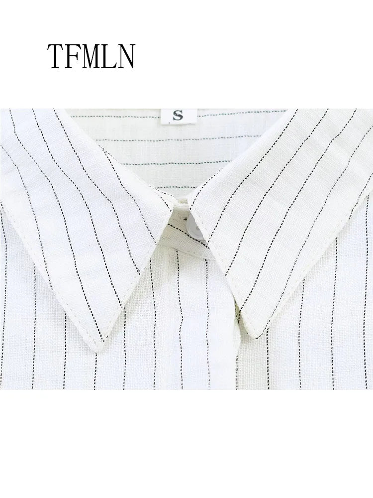 Fashion Striped Blouse Top For Women Summer Summer OL Lapel Sleeveless Single Breasted Shirt Summer Unique Elegant Causal Shirt