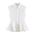 Fashion Striped Blouse Top For Women Summer Summer OL Lapel Sleeveless Single Breasted Shirt Summer Unique Elegant Causal Shirt