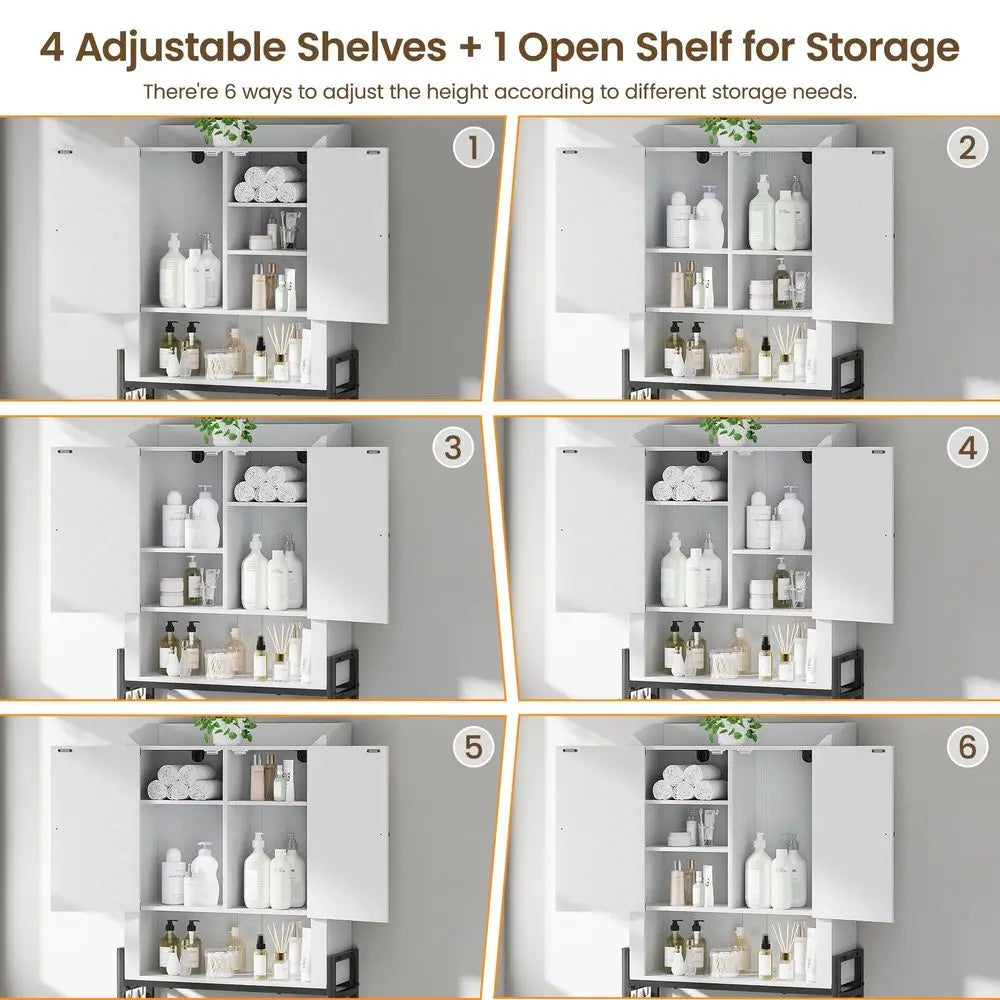 Over The Toilet Storage Cabinet, Over Toilet Organizer with 2Door amp Metal Stand, Bathroom Organizers and Storage with Adjusta