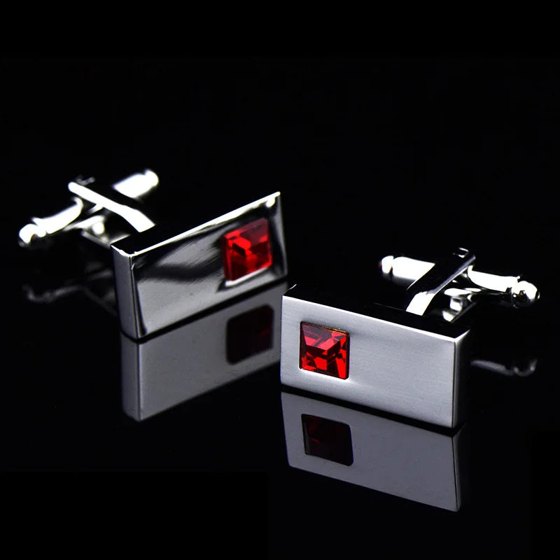 JHSL Square/Rectangle Men Cufflinks Purple White Black Blue Red Pink Stonee Fashion Jewelry Metal Shirts Party Gift