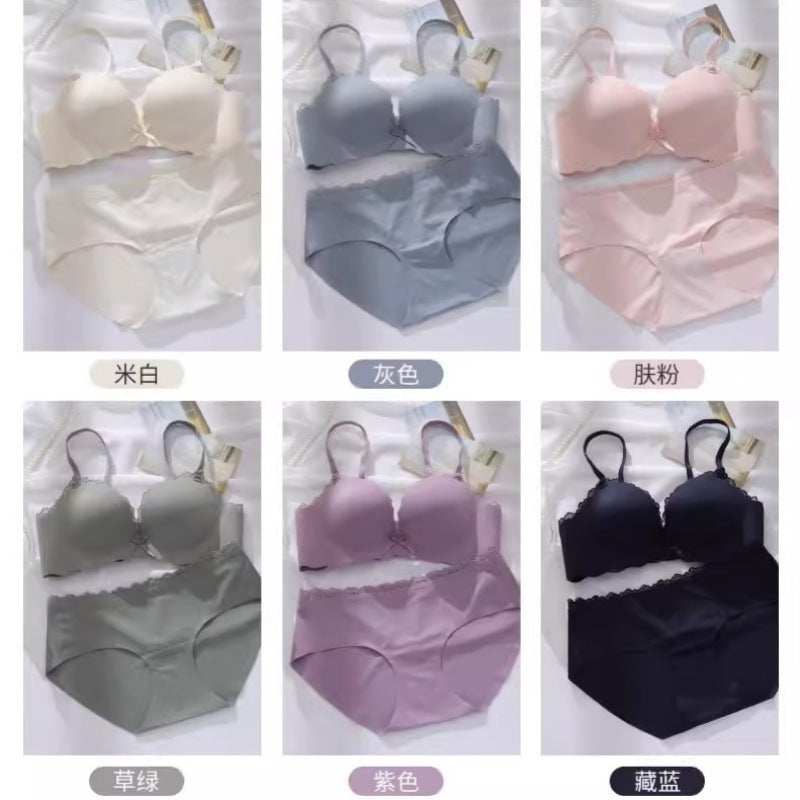 Seamless Push-Up Wireless Bra Set for Small Bust