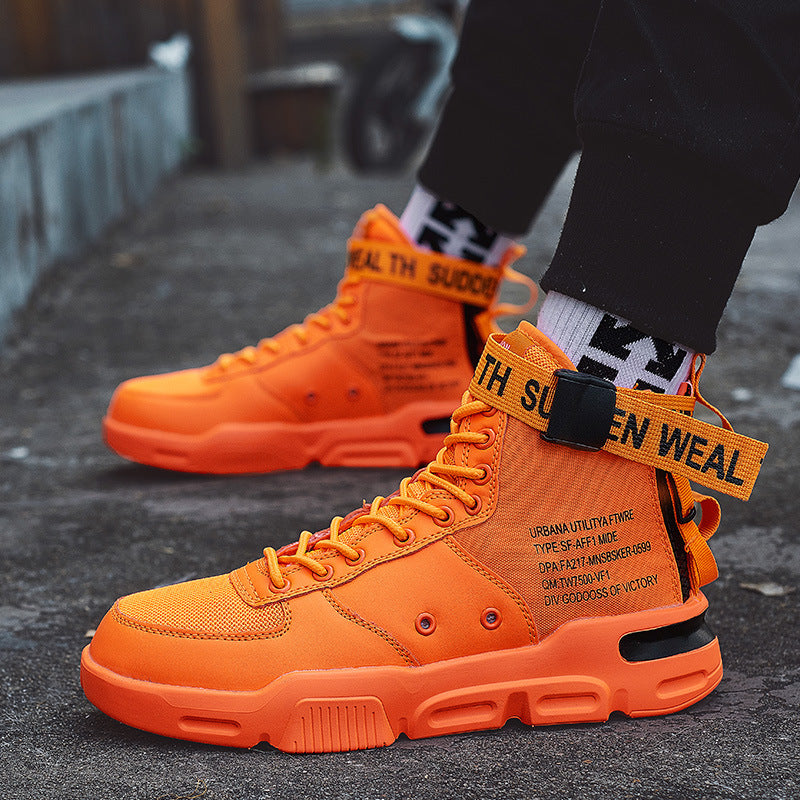 Men's Air Force 1 High-top Sneakers in Orange and Green