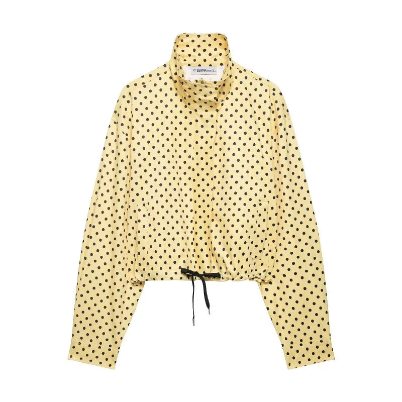 Cross-border European and American Women's Clothing AliExpress Bestseller Fashion Polka Dot Peffle-tulle Coat + Mini Shorts Set
