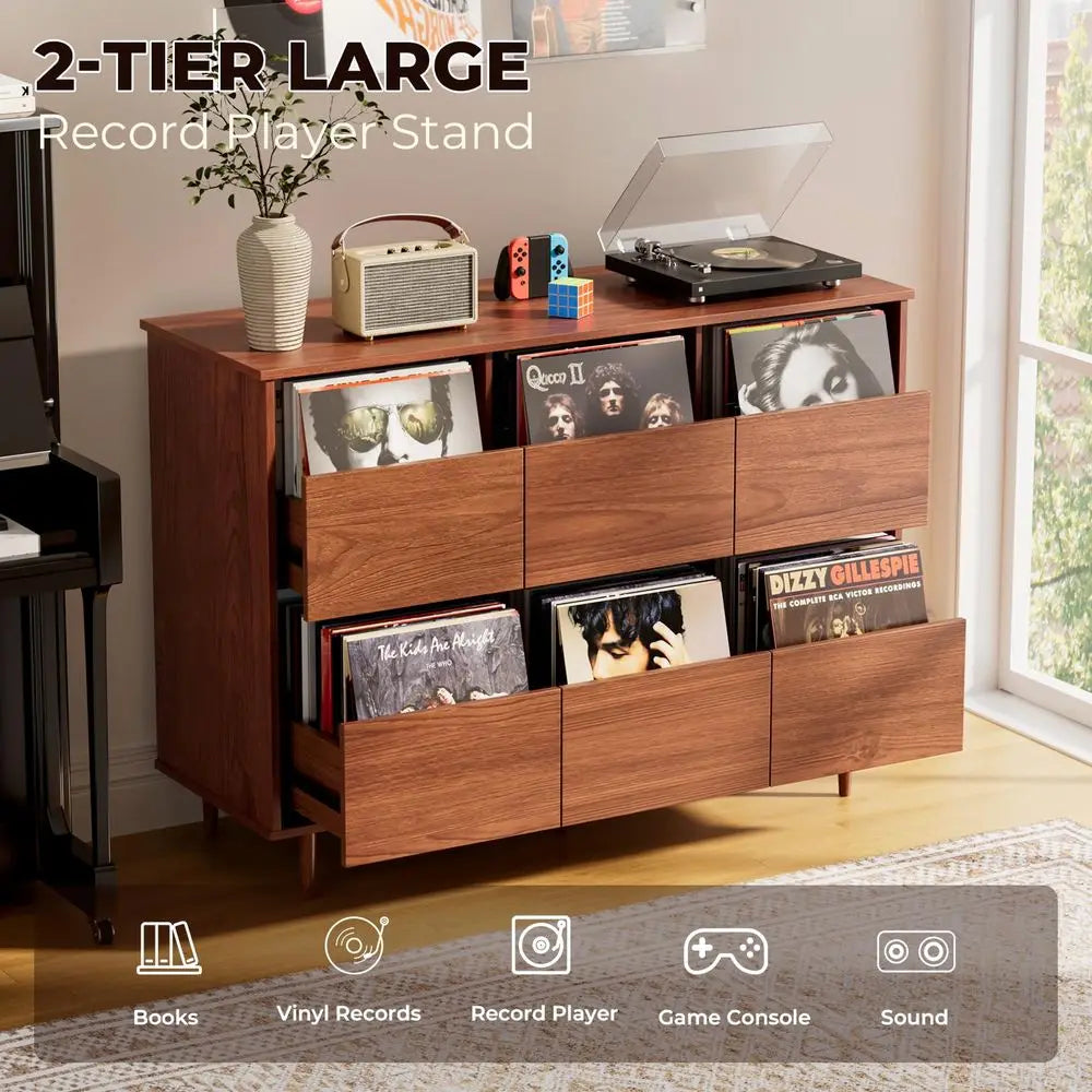 47.2 Large Record Player Stand, 7 10 12 Vinyl Record Storage Cabinet, Mid Century Turntable Stand, Vinyl Record Holder, Media C