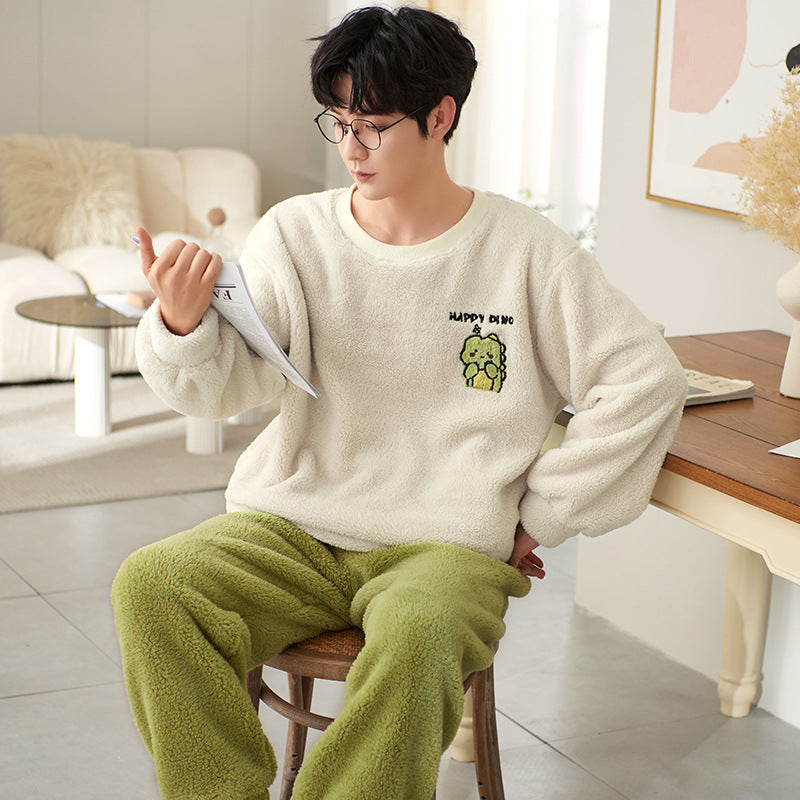 Men's Coral Velvet Thermal Pullover Pajamas