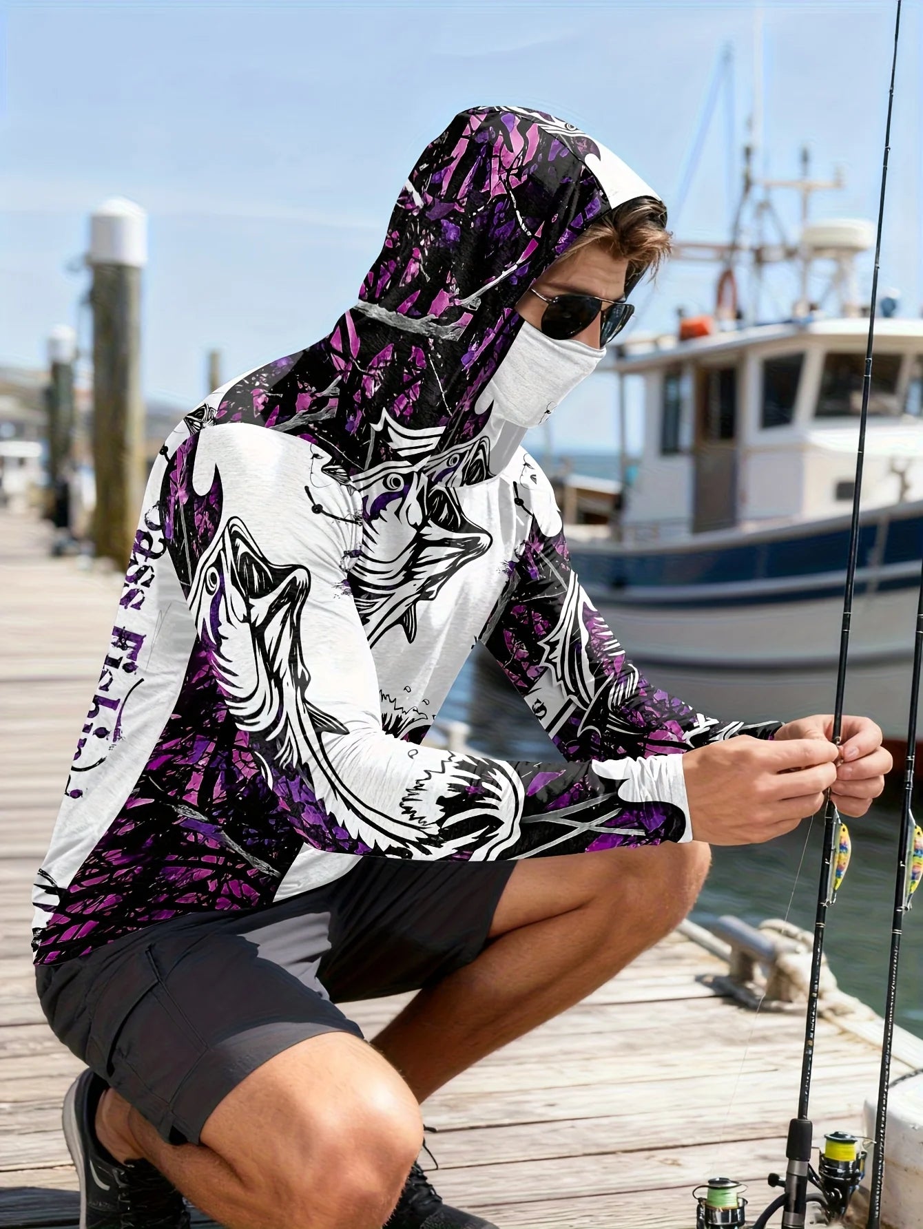 Fishing hooded sweatshirt for men long-sleeved sun protection shirt hunting sport shirt sun protection fishing beach top