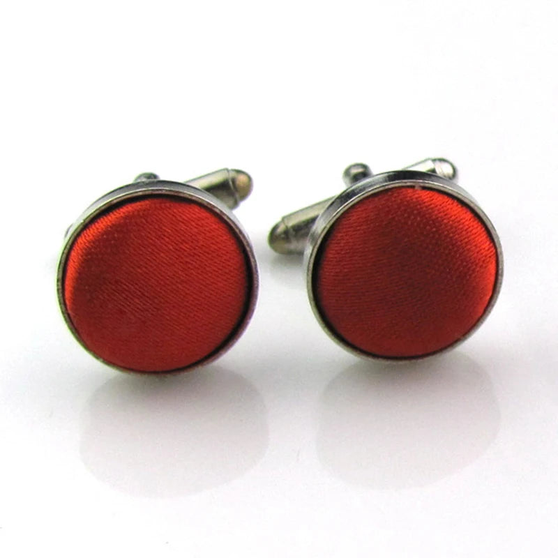 HUISHI Round Cufflinks Mens For Business Shirt Wedding Party Men Cufflink Solid Cloth Round Cuff links Accessories Wholesales