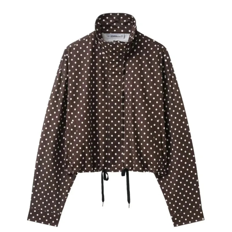 Cross-border European and American Women's Clothing AliExpress Bestseller Fashion Polka Dot Peffle-tulle Coat + Mini Shorts Set