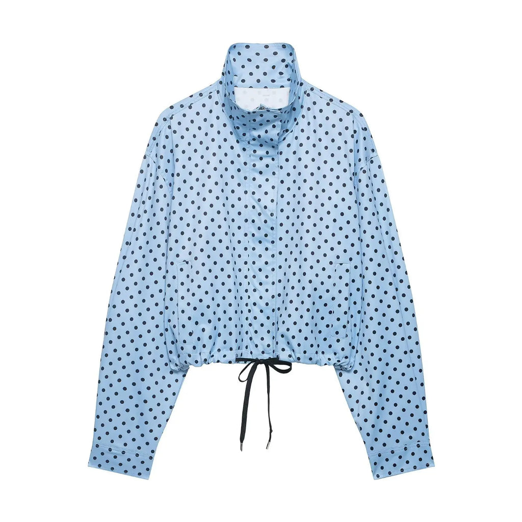 Cross-border European and American Women's Clothing AliExpress Bestseller Fashion Polka Dot Peffle-tulle Coat + Mini Shorts Set