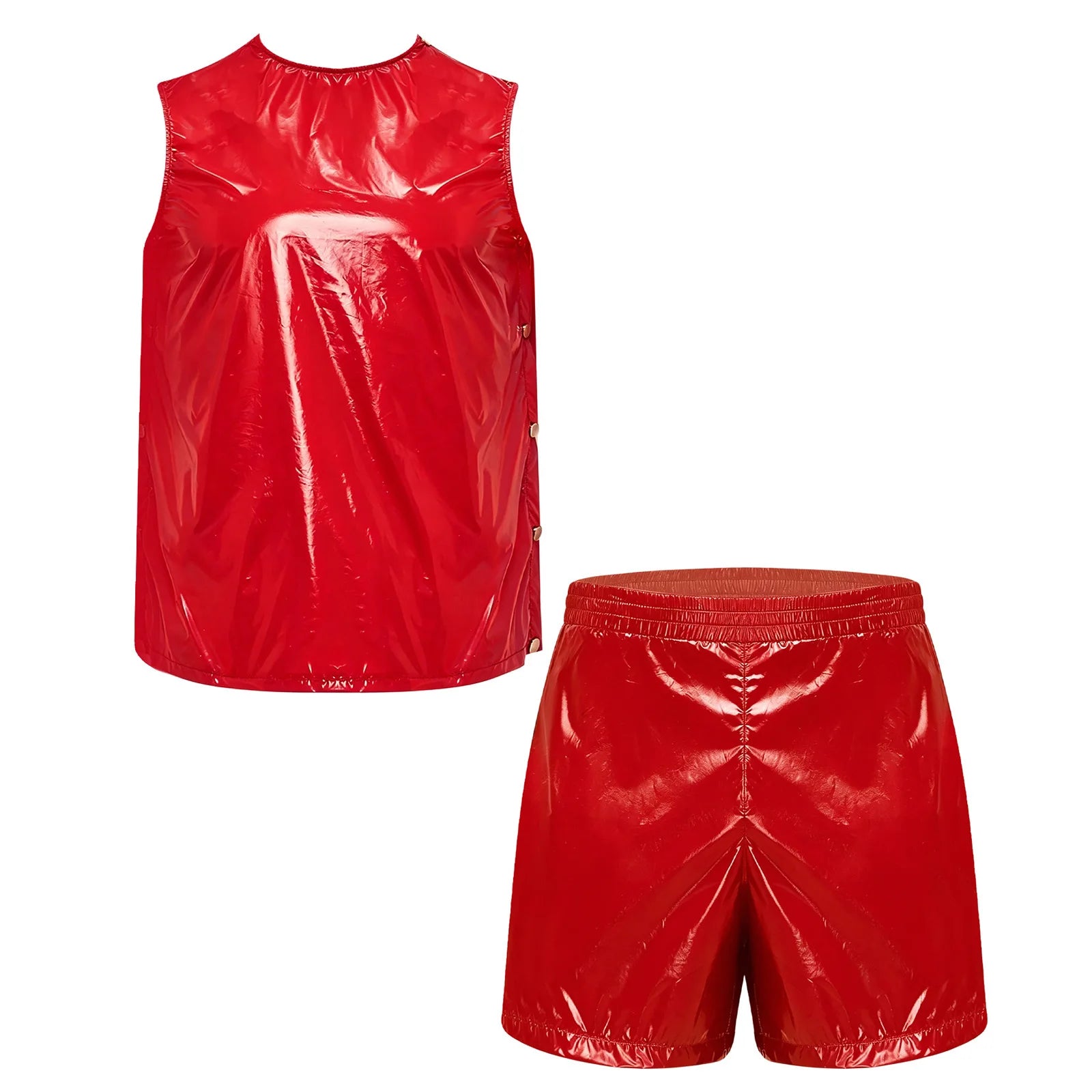 Men Waterproof Sweat 2 Piece Set Tank Top and Side Button Boxer Shorts Adaptive Clothing Quick Dry Breathable for Special Needs