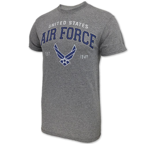 Armed Forces Gear US Air Force Wings Est. 1947 Faded Short-Sleeve T-Shirt - Licensed United States Air Force Shirts for Men (Gray Large)