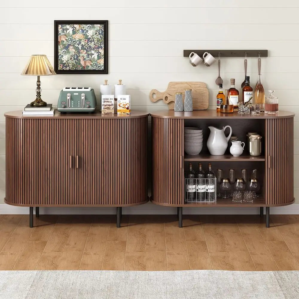 40 Sideboard Buffet Cabinet with Storage, Storage Cabinet with Sliding Door amp Adjustable Shelf, Modern Accent Coffee Bar Cons
