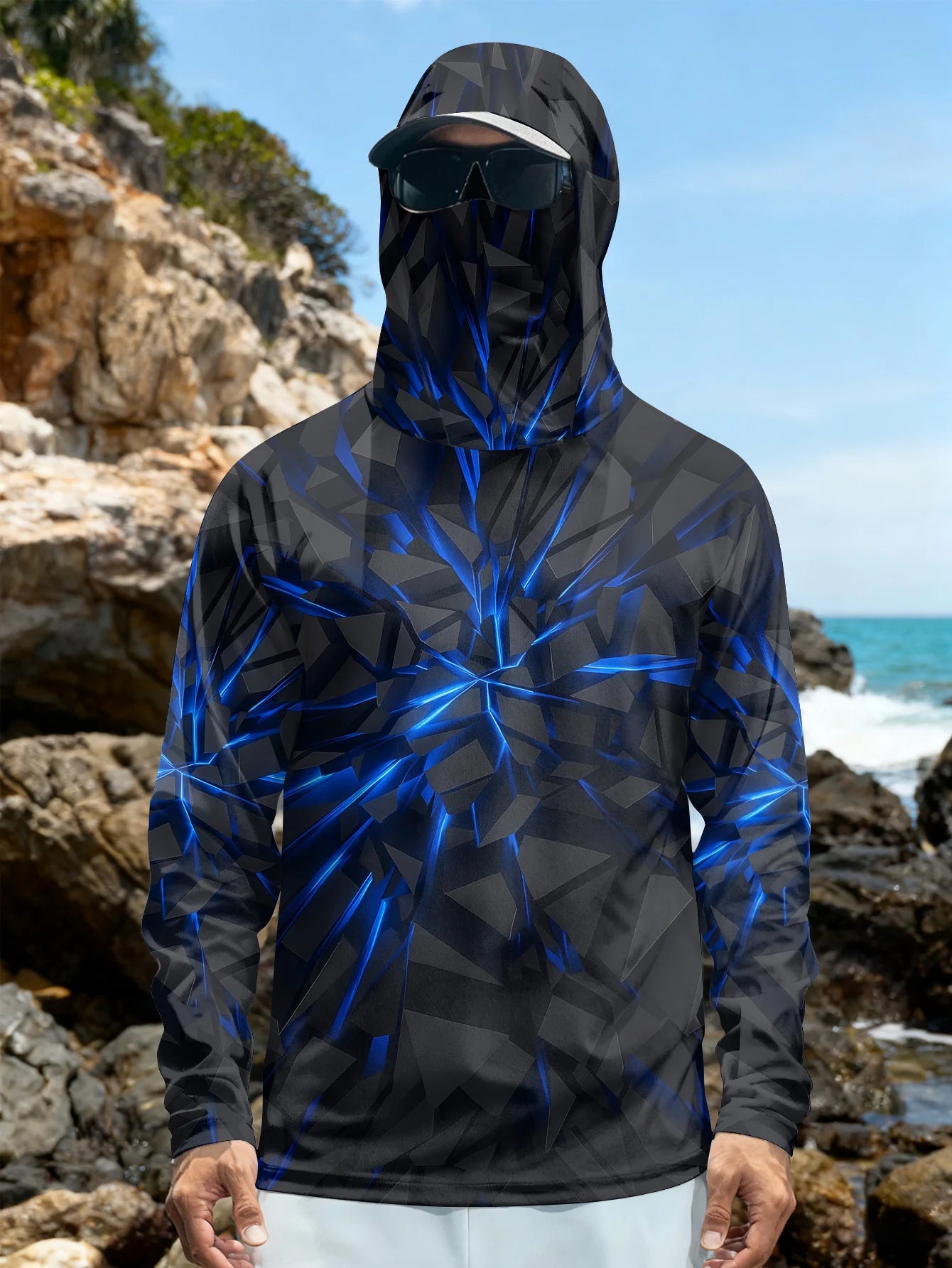 2026 New Model UV-Resistant Fishing Shirt with Long Sleeves and Hooded Collar - UV-Resistant Fishing Mask Clothing