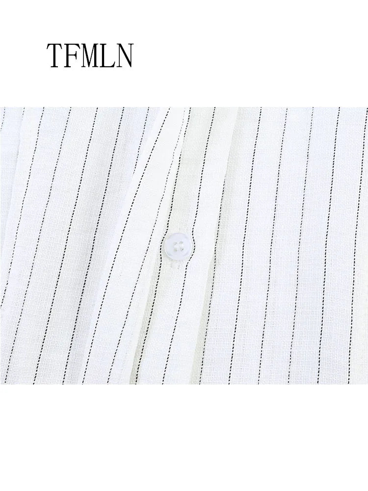 Fashion Striped Blouse Top For Women Summer Summer OL Lapel Sleeveless Single Breasted Shirt Summer Unique Elegant Causal Shirt