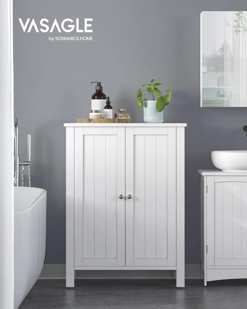 Floor Storage Cabinet with 2 Adjustable Shelves, Freestanding for Bathroom Living Room Kitchen, 11.8x23.6x31.5 Inches, Cloud