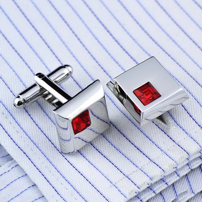 JHSL Square/Rectangle Men Cufflinks Purple White Black Blue Red Pink Stonee Fashion Jewelry Metal Shirts Party Gift