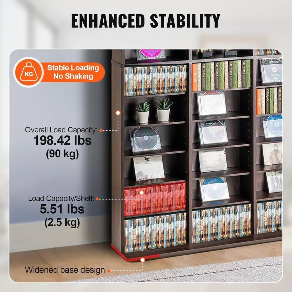 Compact Adjustable Media Storage Cabinet for CDs, DVDs, Games, and Collectibles