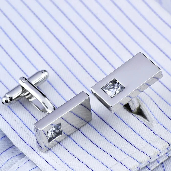 JHSL Square/Rectangle Men Cufflinks Purple White Black Blue Red Pink Stonee Fashion Jewelry Metal Shirts Party Gift