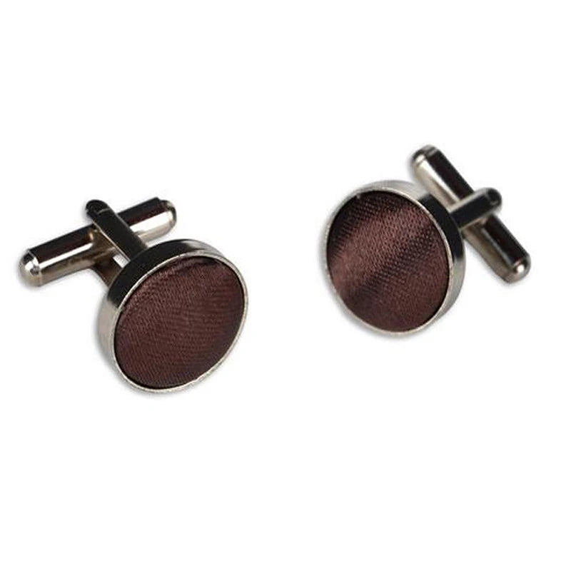HUISHI Round Cufflinks Mens For Business Shirt Wedding Party Men Cufflink Solid Cloth Round Cuff links Accessories Wholesales